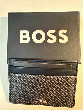 Boss Black and Gray Patterned Card Holder